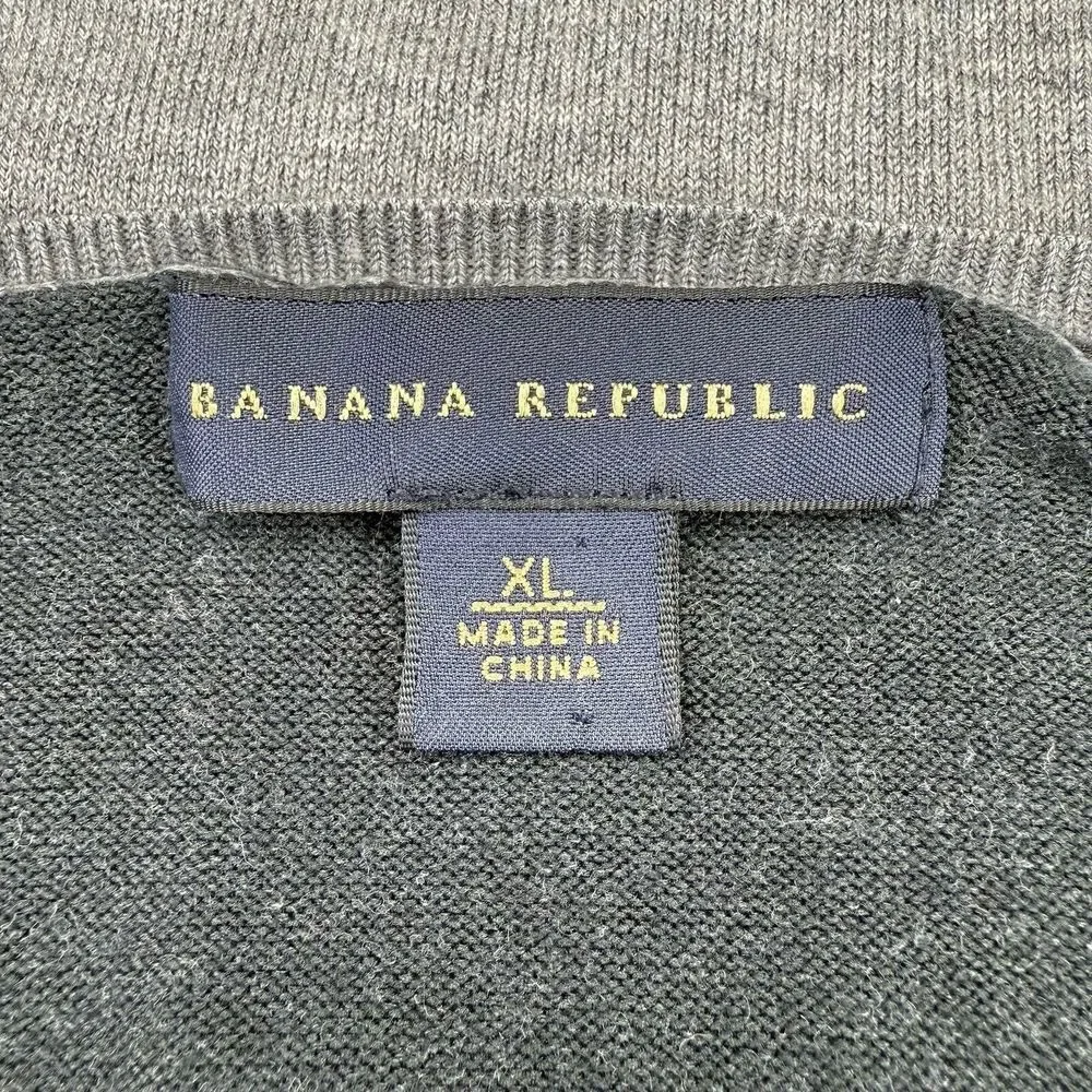 Banana Republic XL Silk Knit Sweater Color Block Y2K 08' V Neck Pullover Stretch
